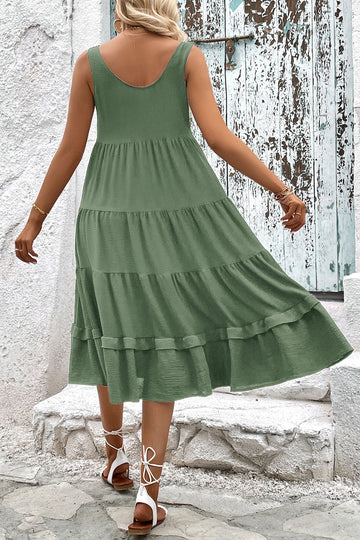Robe d’été midi simple vert